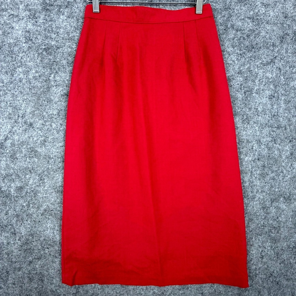 Radcliffe Skirt Womens 8 Red Vintage 80s 90s Career Formal Pencil Midi